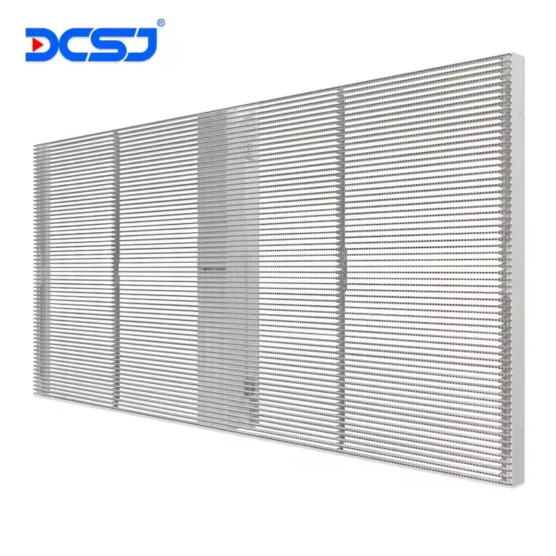 DCSJ See Through Full Color High Brightness P3.9 P7.8 Mesh Grille Large Indoor Transparent Glass LED Display Panel Screen