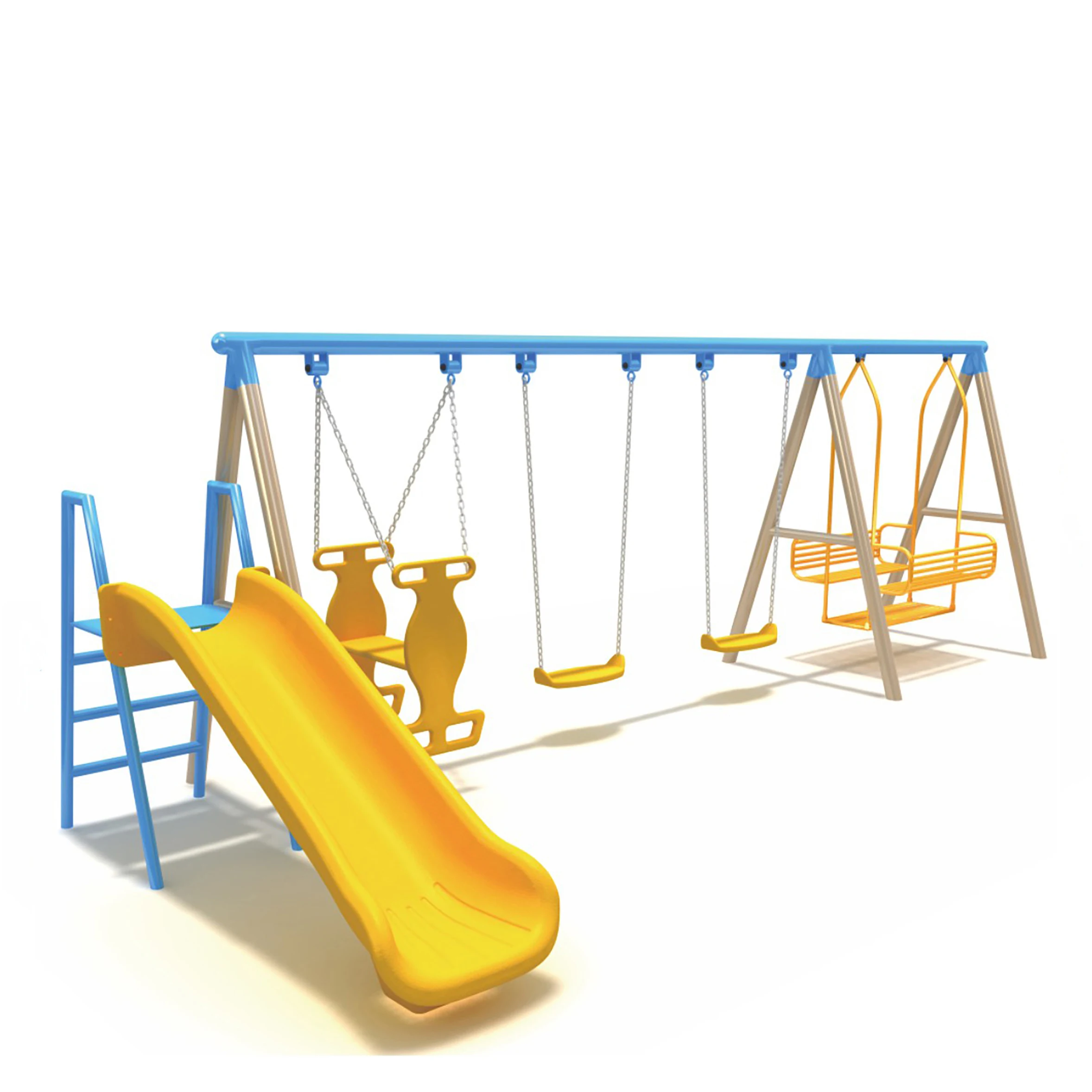Kids metal outdoor playground swing with 4 seats