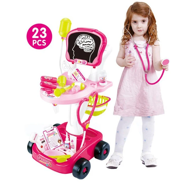 Doctor toy combination for medical equipment trolleys set pink children funny doctor toys for kids