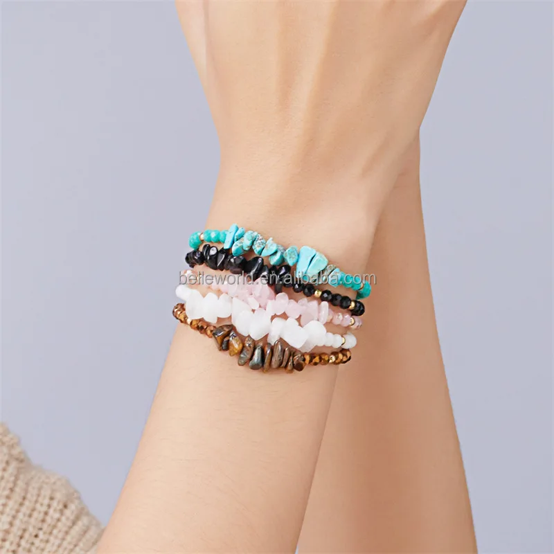 BELLEWORLD wholesale adjustable boho style ladies bracelets hand chain jewelry custom handmade knitted beads bracelet with logo