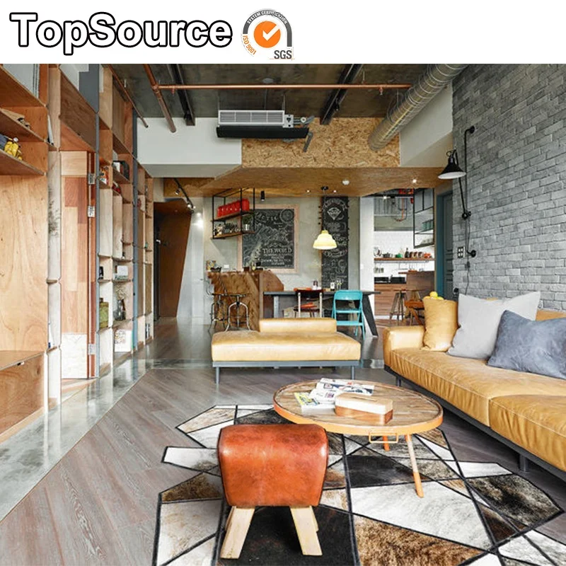 Restaurant Simple Style Oak Wood Legs Leather Ottoman Pouf