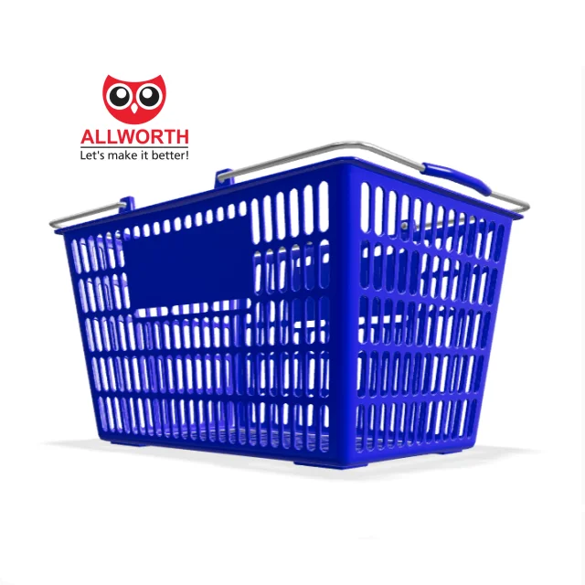 China Made 100% Recyclable Colorful Stacking Foldable Plastic Shopping Handle Basket