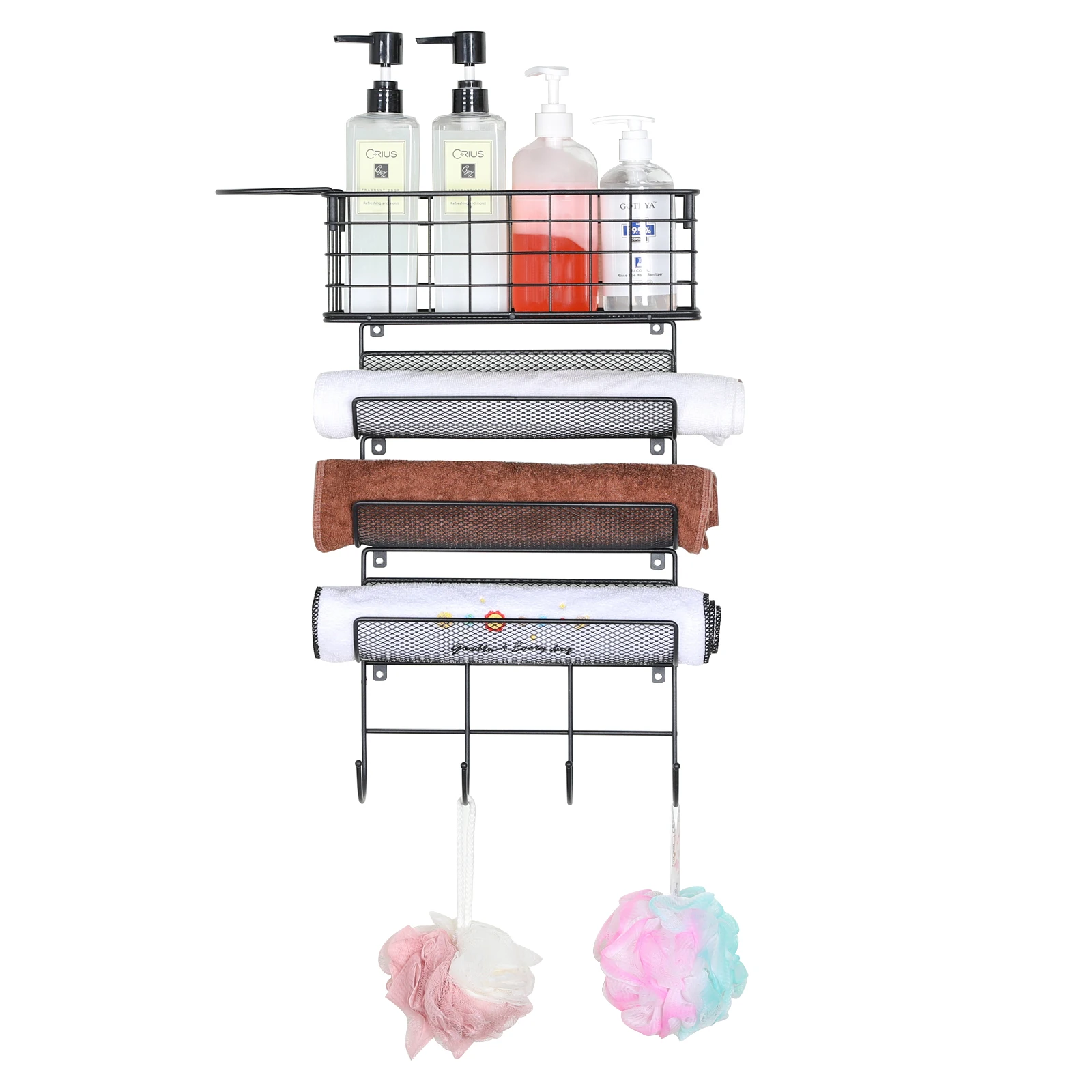 4 tier Shelf Storage Wire Basket  Wall Mounted Hair Dryer Holder Styling Tool Organizer