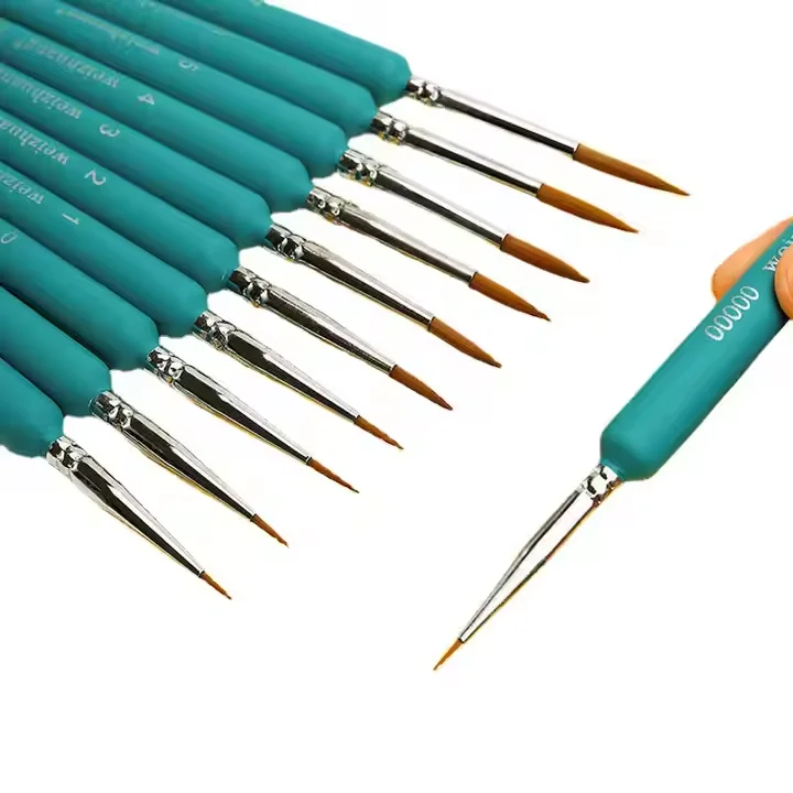 high quality tiny tip nylon oil water color wood handle brush pen