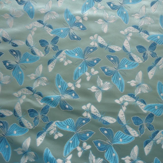 100% Polyester Satin with Colorful Butterfly Jacquard Fabric for Tang Costume Hanfu Dress Apparel