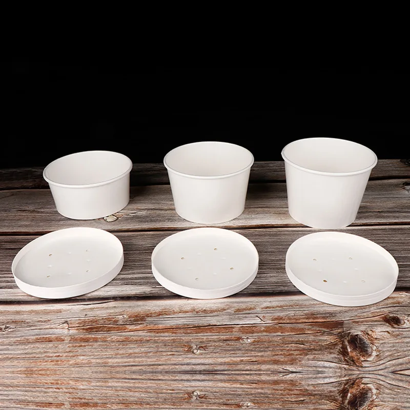 100% biodegradable disposable Eco-friendly brown kraft paper bowl with lid