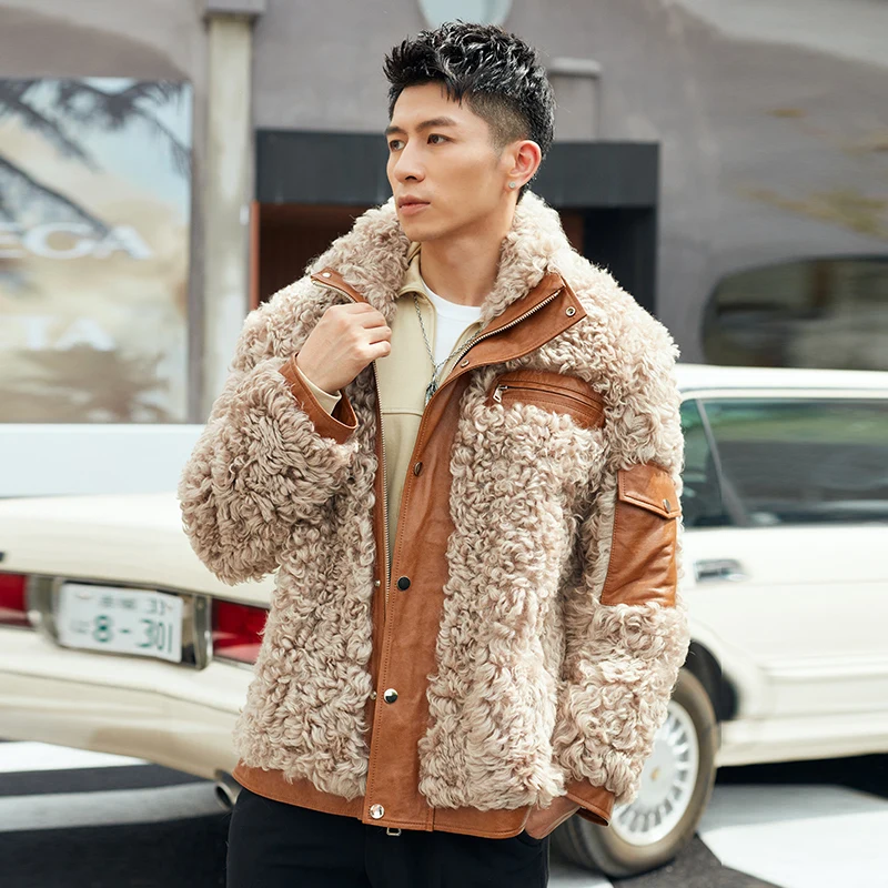 2022 Высококачественная модная шерстяная куртка одежда повседневная и удобная мужская из овечьей шерсти с мехом