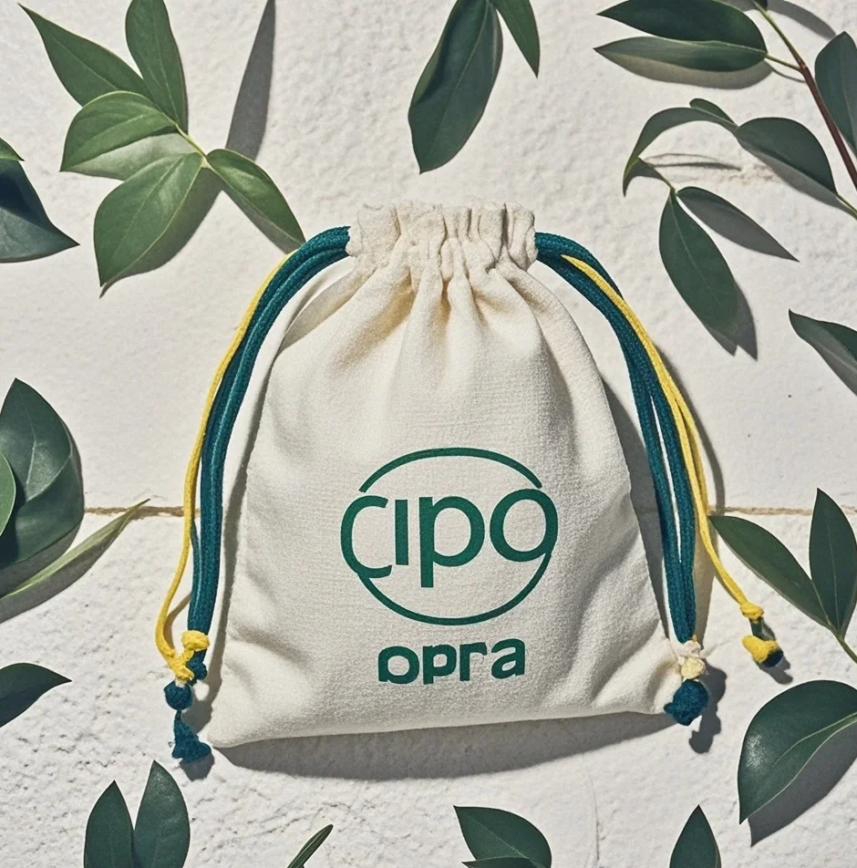 Custom logo Printed White Soft Cotton Twill Jewelry Gift Packaging Drawstring Pouch