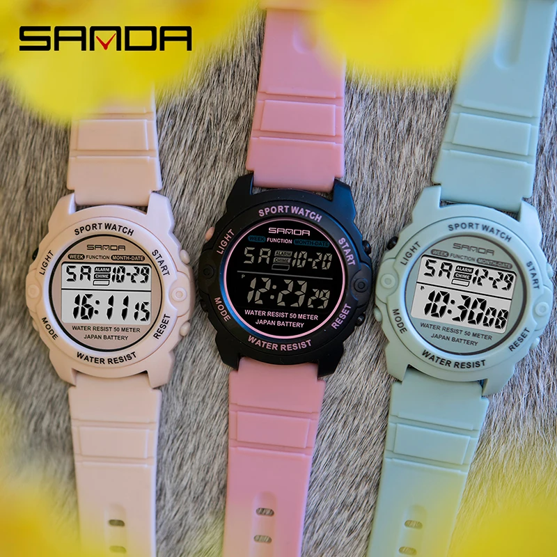 SANDA Luxury Brand Teenager Fashion Casual Watches Luminous Waterproof LED Digital Watch for Women and Men