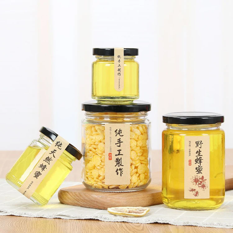 High quality 240ml 8oz round glass jar for caviar jam pickles with airtight lid in stocked