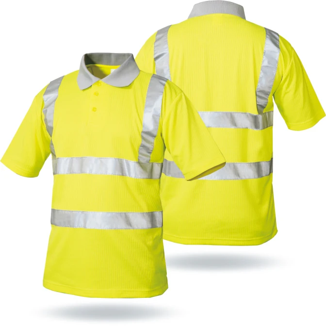 HiVis DN Cool Breathe Polo Shirt With Cross Back Workwear Hi Vis Polo Shirt Safety Reflective Short / Long