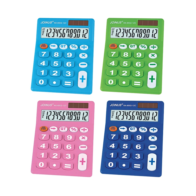 Beautifully Made pink Color 12-digit Solar Energy Type Desktop Calculator
