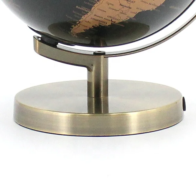 Office decoration black pvc surface metal base map pvc world globe