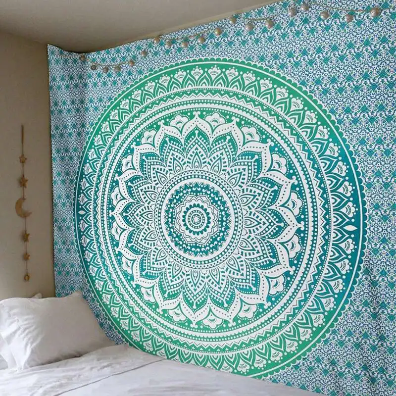 Promotional Custom Indian Bohemian Mandala Boho Hippie Polyester Digital Printed Wall Hanging Tapestry For Home Decor