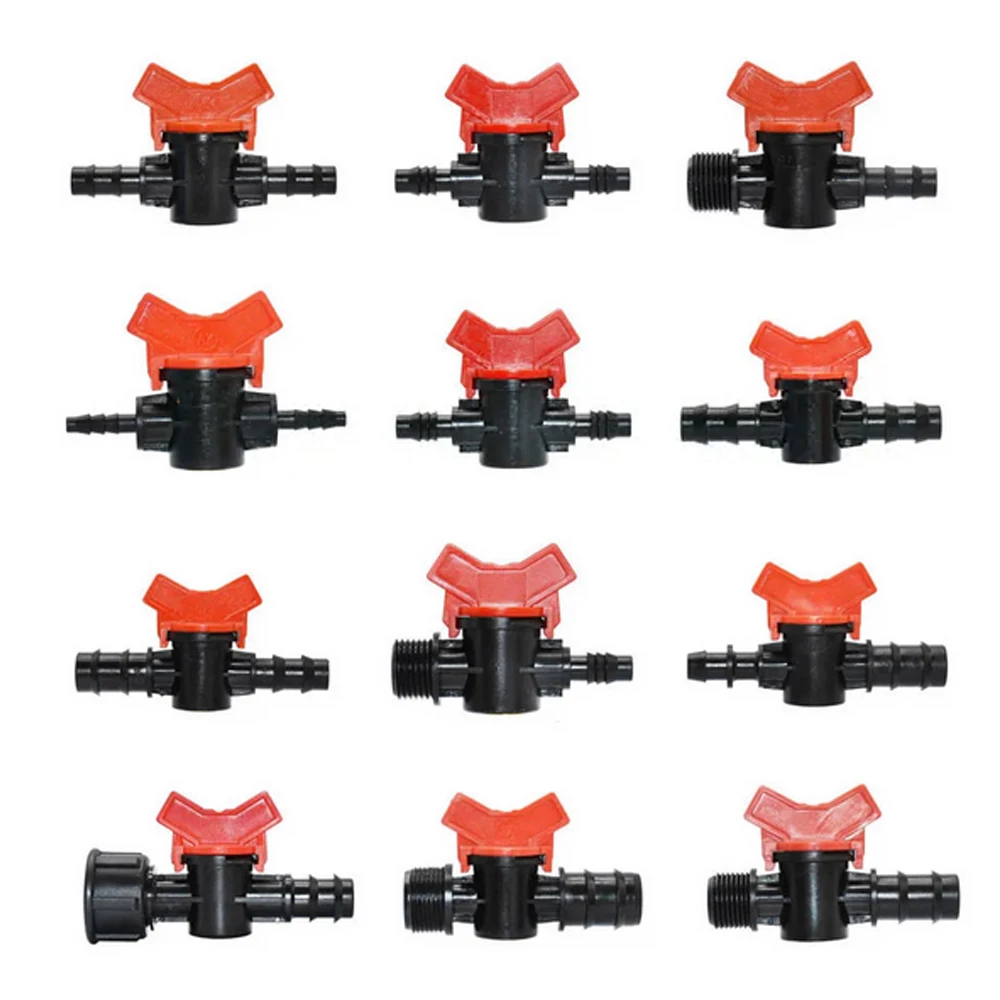 4/8/10/12/16/20/25mm Hose Barbed Mini Valve With 1/2 3/4 Inch Thread Drip Irrigation System Fitting Garden Tap Barb Connectors