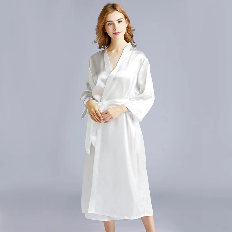 Women White Silk Satin Bride Robe Bridesmaid Robes For Bachelorette Party
