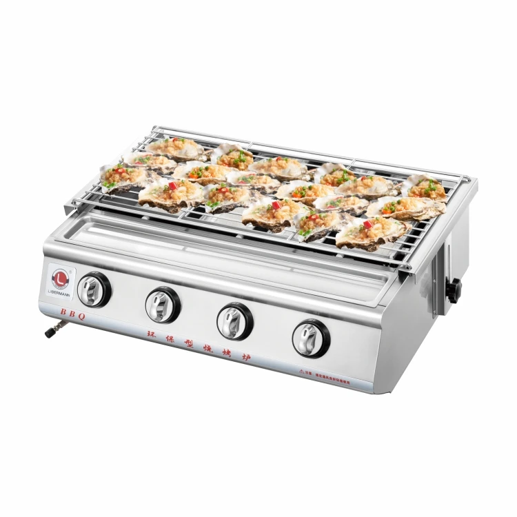 Hot Sale 4 Heating Burner Stainless Steel Kitchken Gas Barbecue Grill For Home Use