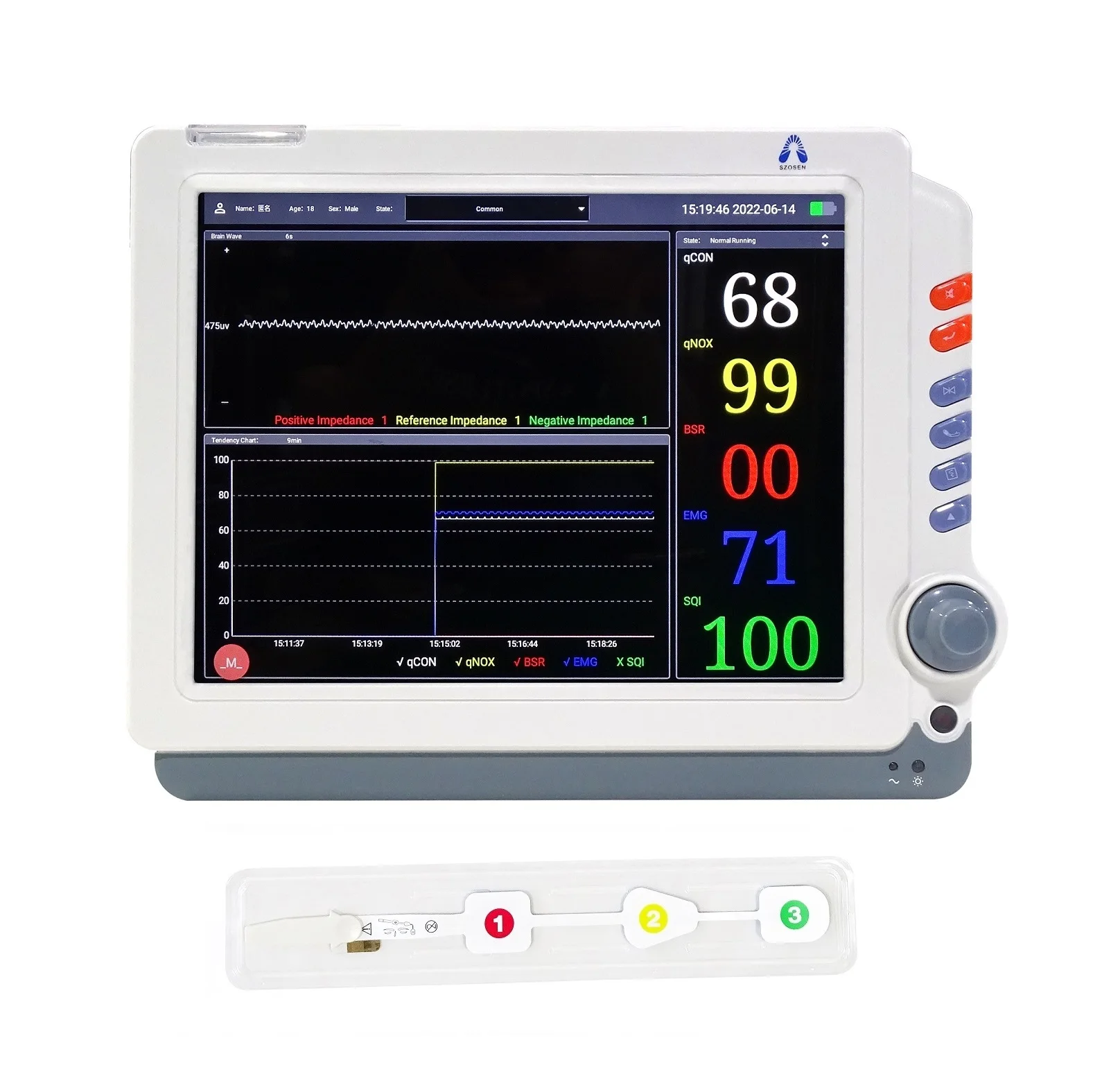 Recovery room &icu 12.1 inch portable anesthesia equipments cheap price bis module anesthesia depth index monitor