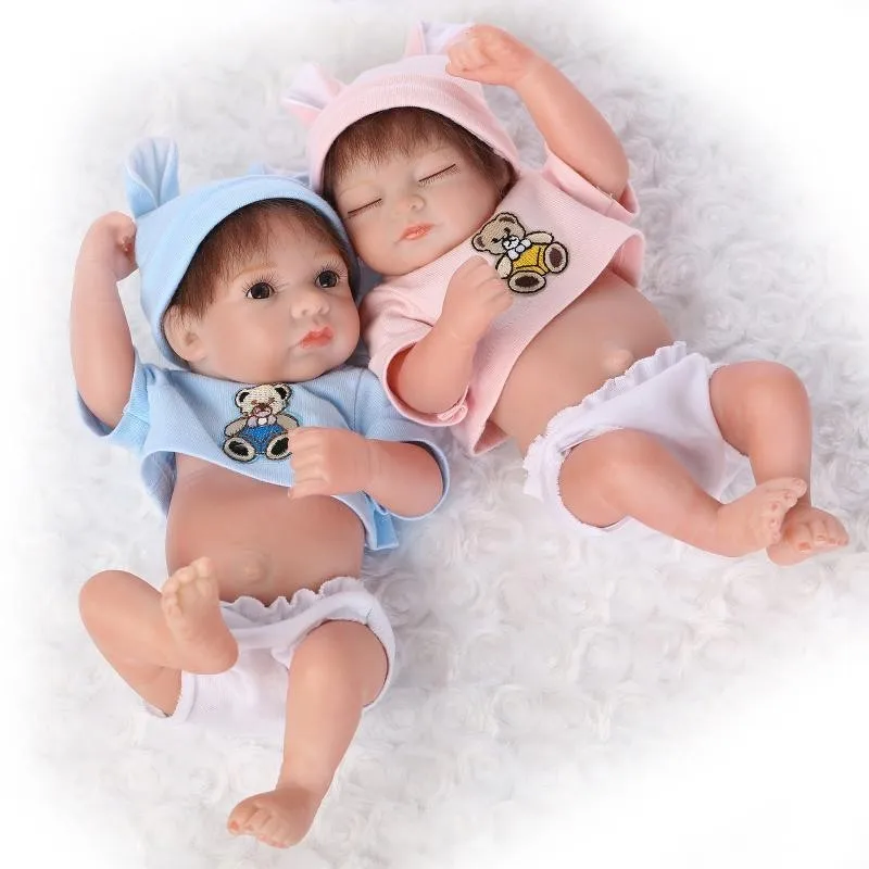 Wholesale Cheap Mini Twin Gift Christmas Cute Baby Toys Soft Silicone Reborn Baby Dolls