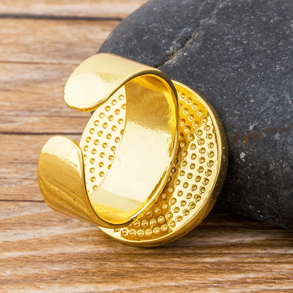 Wholesale Low MOQ Big Evil Blue Eye Rings For Women Copper Gold Plated Adjustable Rings Engagement Wedding Luxury Jewelry