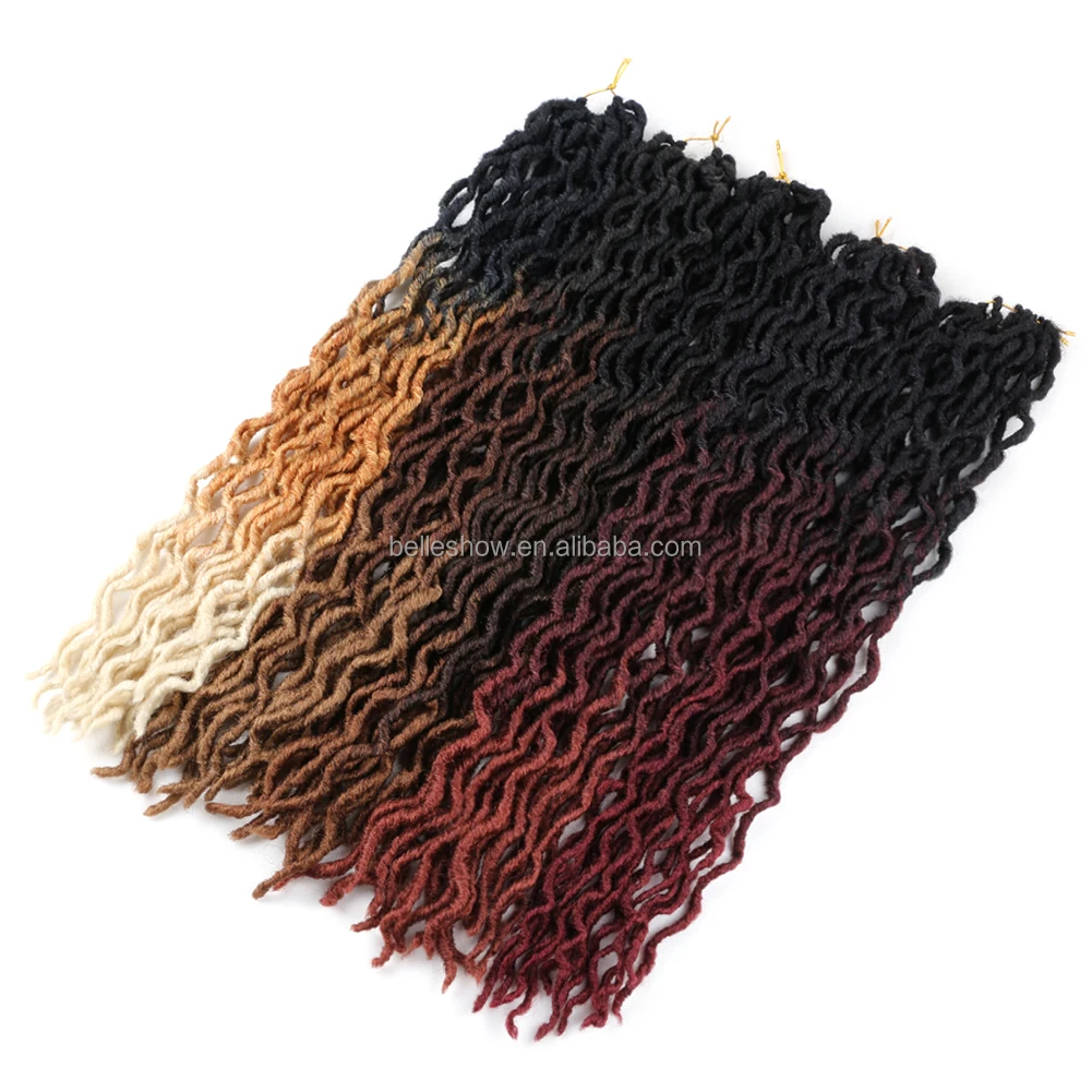 Hot sell 24 inch 18 stands 90g synthetic ombre dreadlock hair braids  curly Africa twist goddess faux locs gypsy locs hair