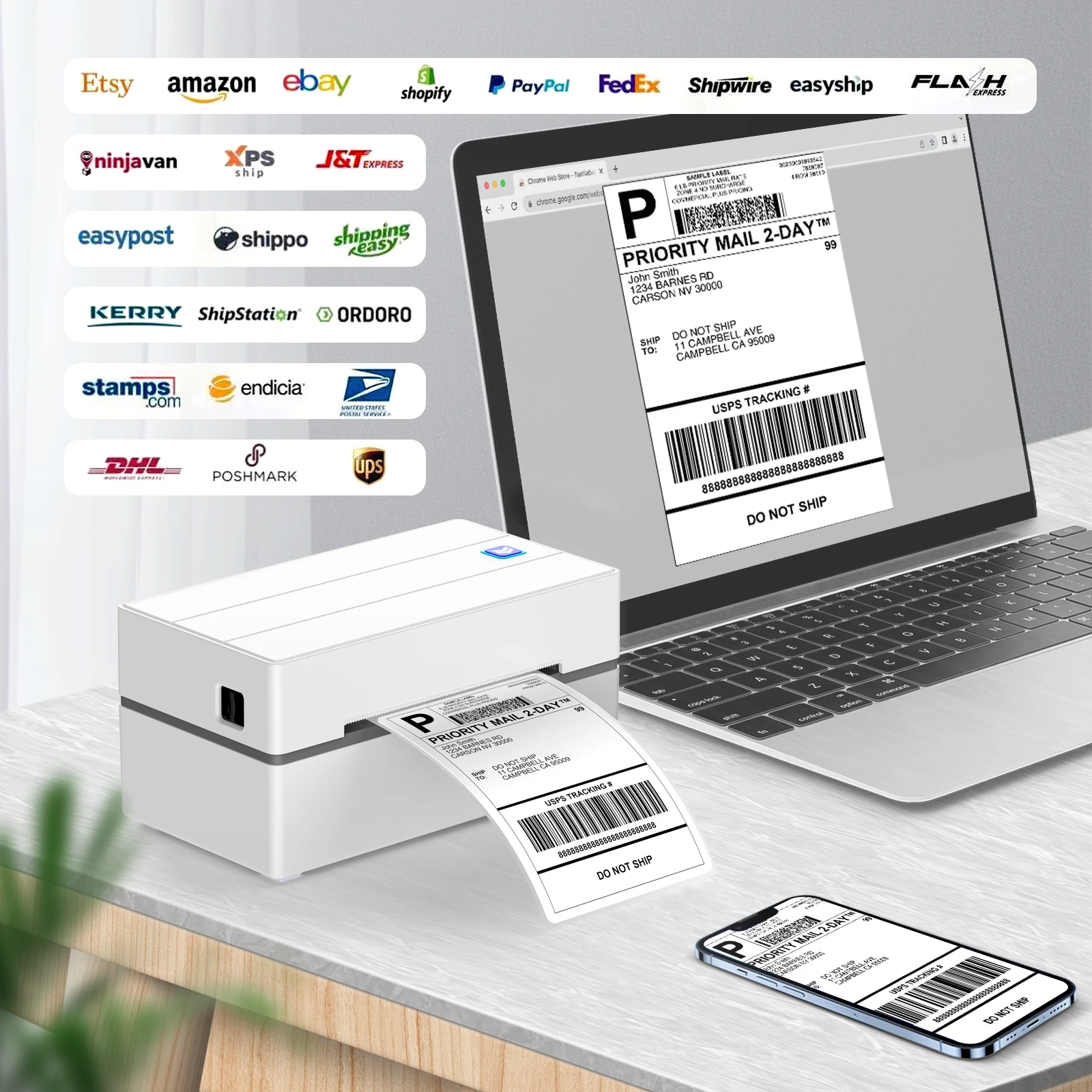 Uyin Y810  factory price 110mm FBA shipping label printer 4inch 4x6 Barcode Waybill Bluetooth Printer for express industry