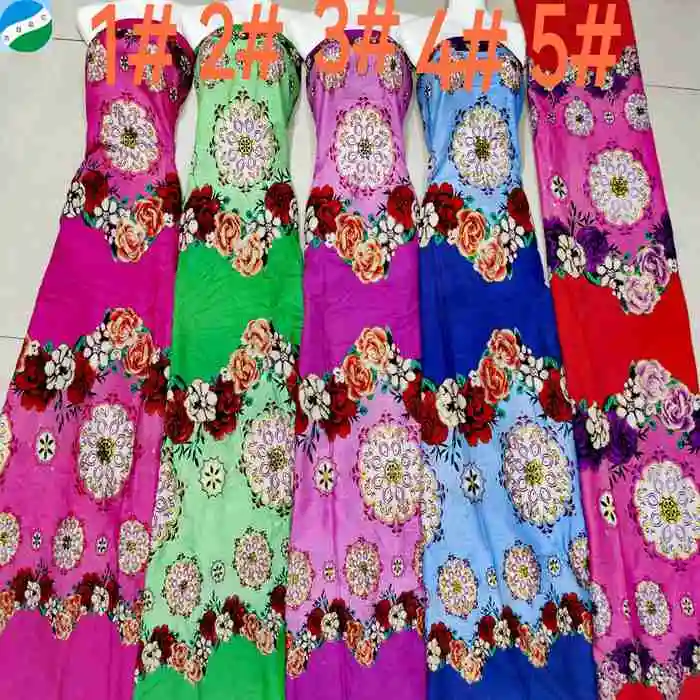 Floral Design Hot Stamping Gold Foil Print Spun Rayon Viscose Challis Stock Fabric for Lady Evening Dress