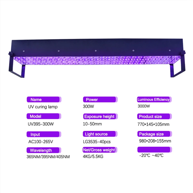 High Energy 395nm Curing Machine Portable UV Curing Lamp Air-cooled Heat Dissipation UV lamp