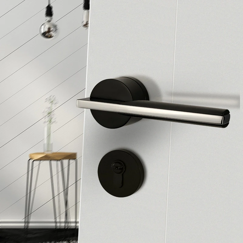 European style straight bar hardware lever door handle lock interior aluminum door handles