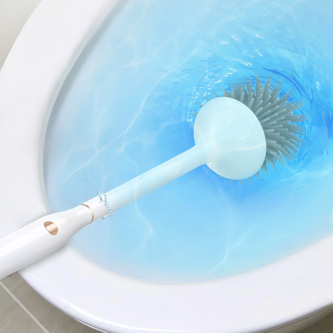 UV Automatic Electric Toilet Brush Silicone Spin Scrubber House Toilet Bowl Brush And Holder Set