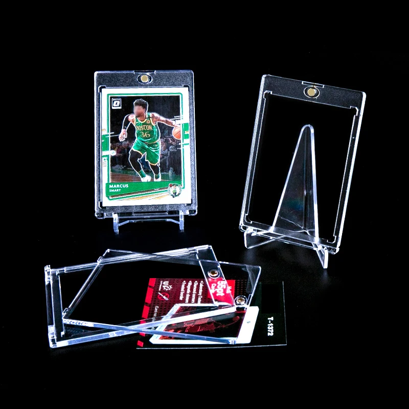 Super Clear Transparent Acrylic Sport Card Storage Box Trading Game Card Holder Magnet Collector One Touch Magnetic Card Holder