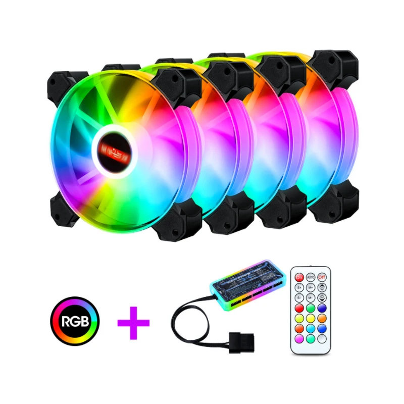 120 мм охлаждающий вентилятор компьютера Корпус RGB с контроллером комплект тихий компьютерный корпус радиатора скорость