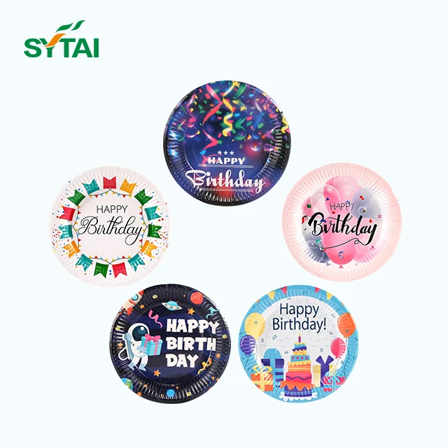 Birthday Disposable Tableware Set Party Paper Plate Disposable Plate Tableware Dinnerware Set Party Supplies Custom