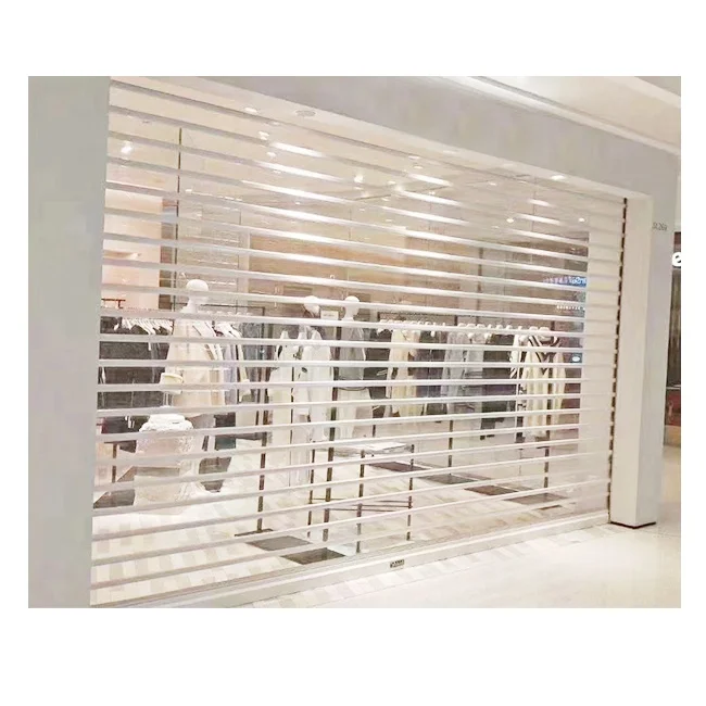 Guangzhou transparent crystal rolling shutter door,aluminum coiling up shutter door