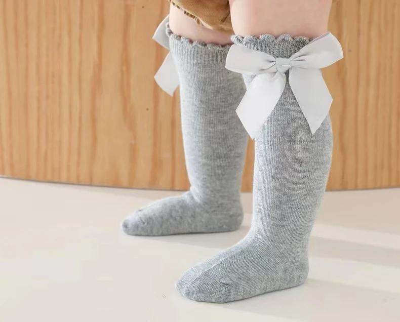Xiximi Newborn Baby Socks with Velvet Bow Winter Cotton Kids Floor Socks Knee High Baby Girl Socks Legger Warmer