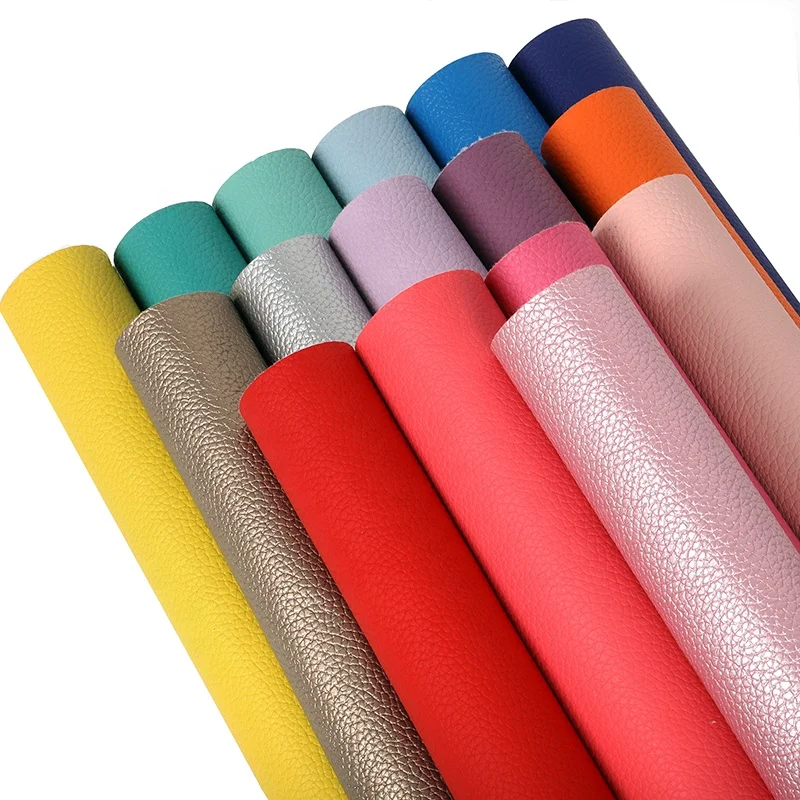 30CMx136CM Rolls Solid Color Lychee Grain Faux Leather Fabric For Bows Key Chains Phone Cases Litchi Leatherette