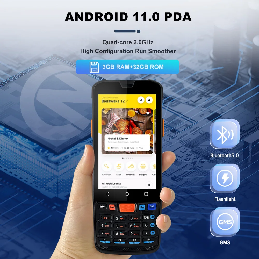 ZCS Z82 Android 11.0 3+32GB Rugged Handheld NFC Pos Terminal Mobile PDA Barcode Scanner