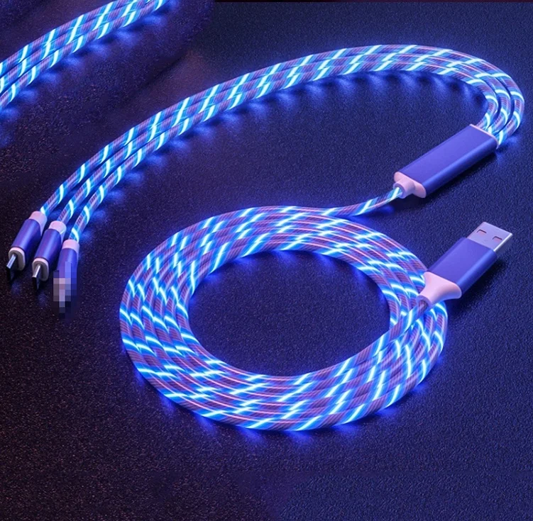Wik-YT Lighting 3 в 1 светящийся 3 в 1 1,1 м зарядный кабель Type-C Micro USB для iPhone для одного разъема для Google