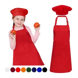 Wholesale Sublimation Kids Apron And Chef Hat Painting Custom Logo Kitchen Kids Apron Set