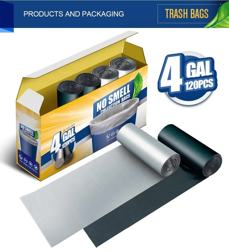 4 Gallon Trash Bags,small garbage bags kitchen trash recycling bags for bathroom office home(black & sliver)
