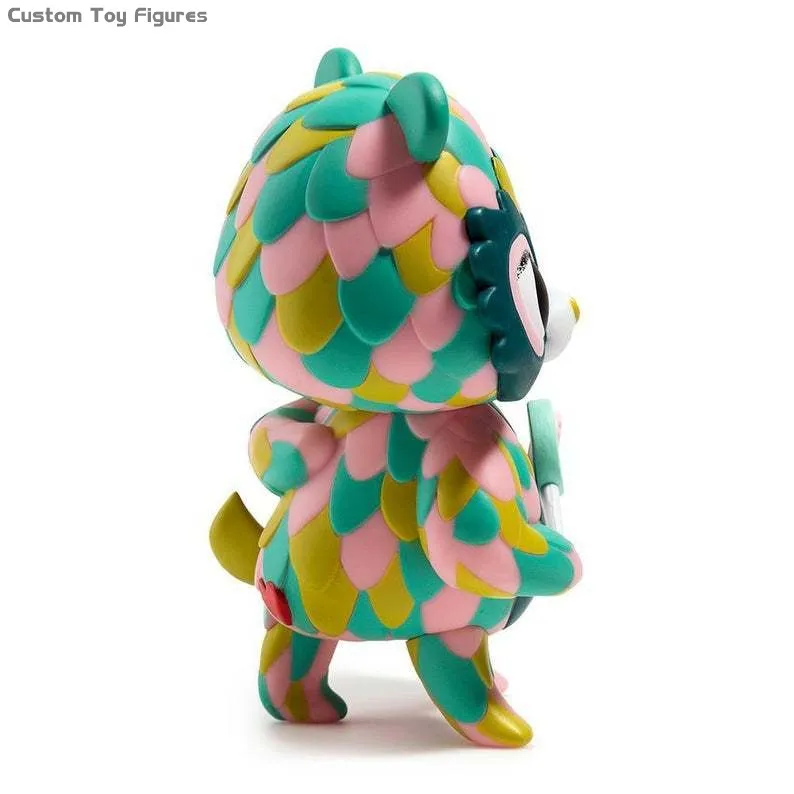 Custom Made Two Heads Bear Collectible Vinyl figures OEM Colorfull Lollypop Image Vinyl Action Figure Collection