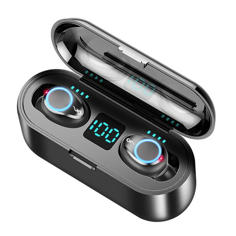 High Quality F9 Noise Cancelling Wireless Earphone Led Display Touch Control Gaming Earbud Headphone