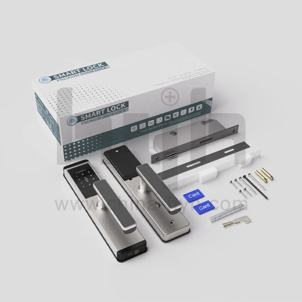 hyh Factory 2022 New Design High Quality Password Card Safety TTLock APP Bluetooth Smart Door Handle Lock For Hotel