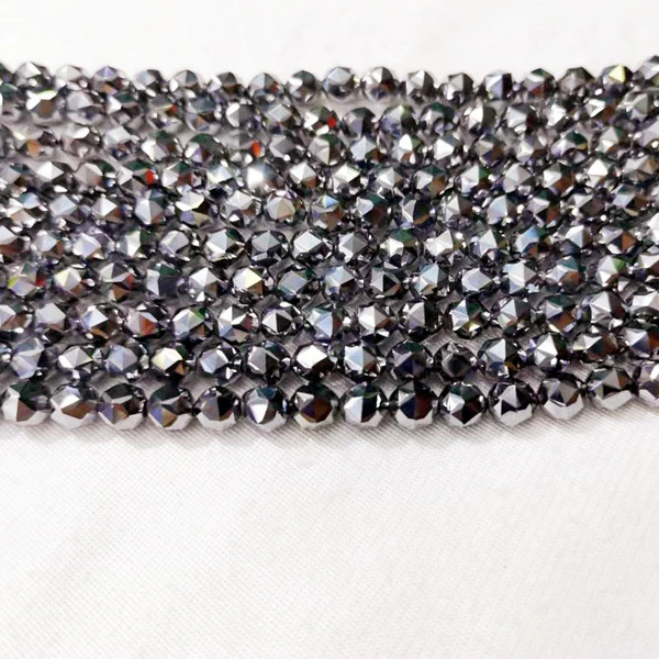 Natural Smooth Charm Gemstone 8MM Satellite Faceted Terahertz Loose Stone Beads For Jewelry Making