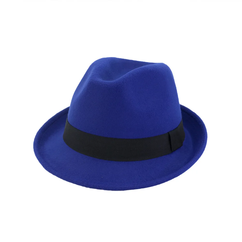 
MNXJS002 wholesale fedora men sombrero fadora wool felt hats women short brim mini fedora cap 