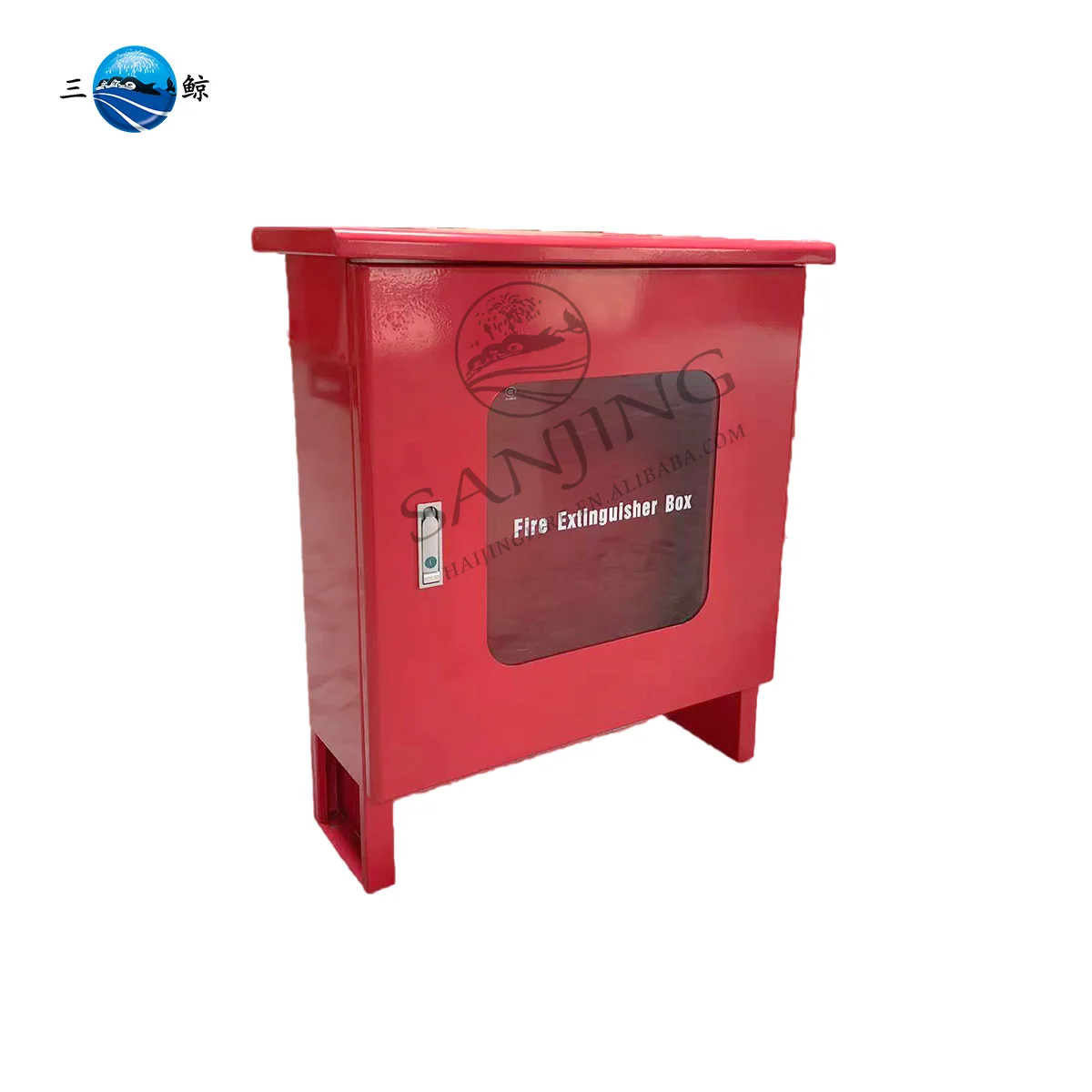 Red Powder Coated Extinguisher Box Mild Steel Fire Extinguisher Cabinet With Break Glass