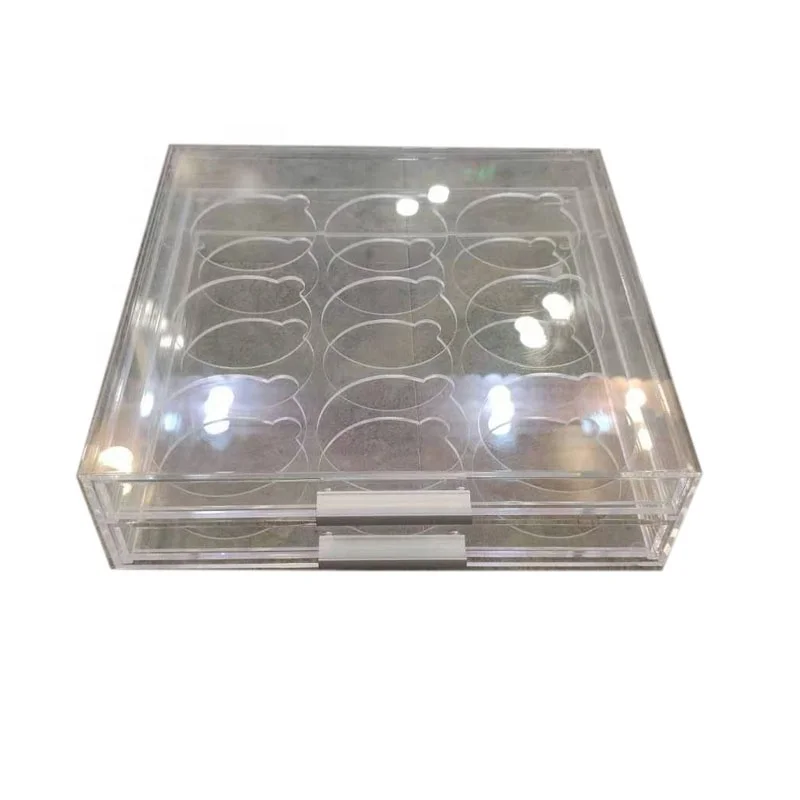Two layer 18 grids three layers 27 grids for glasses shop optician center drawer type transparent acrylic lens display box stora
