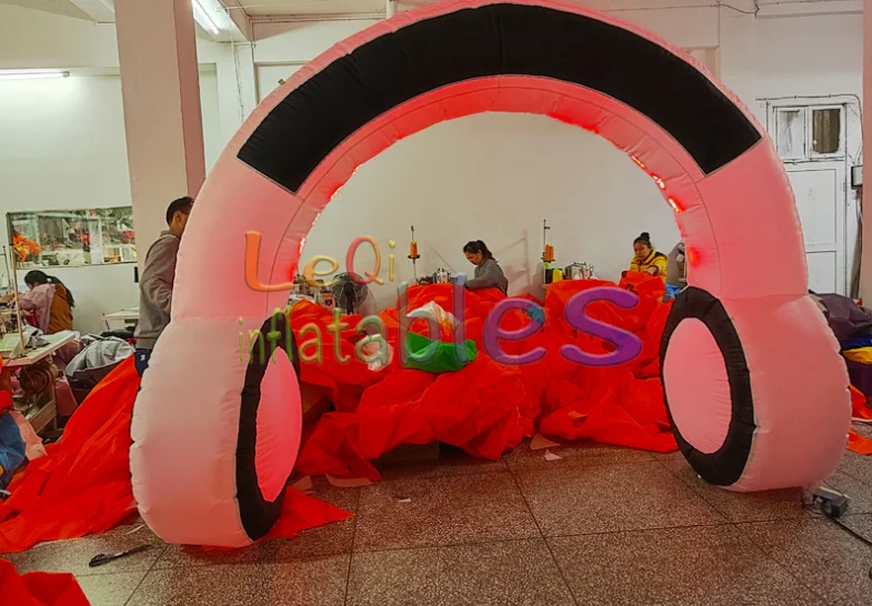 3m led headphones arch inflatable model for store promotion outdoor decoration arch inflatable headphones model with light
