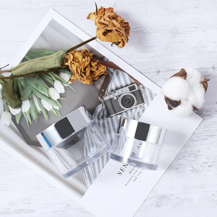 empty custom 2 oz 60 Grams 60 ML Thick Wall Round Plastic LEAK-PROOF Jars Container with Sliver Lids for nail powder