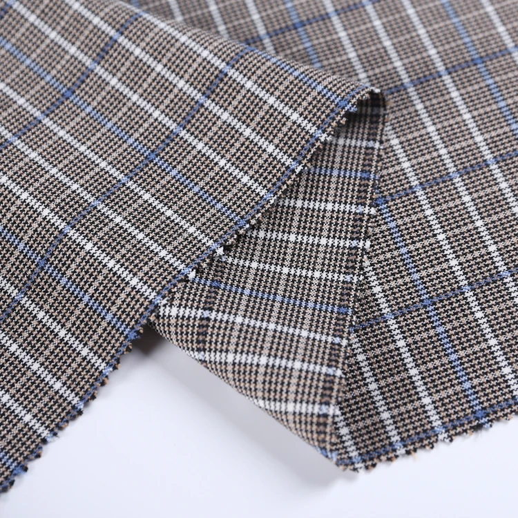 HB21-56 woven TR 4 way rayon polyester stretch fabric dyed yarn checks